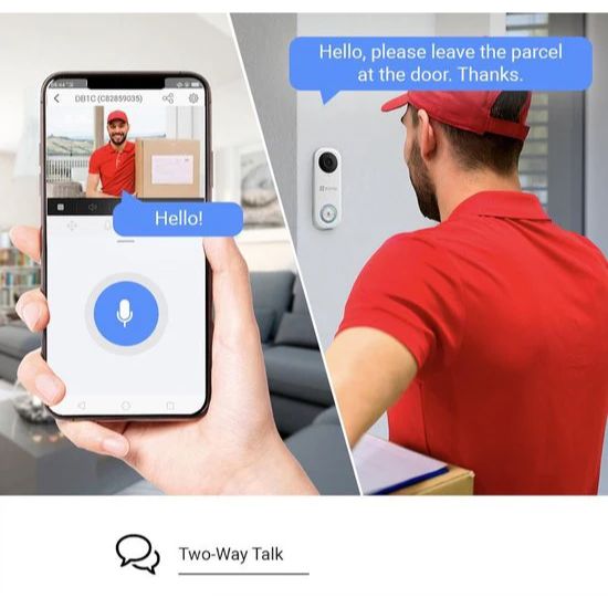 Ezviz DB1C - Wifi Videodeurbel - werkt met Google Assistent - Zonder Abonnement - Wit