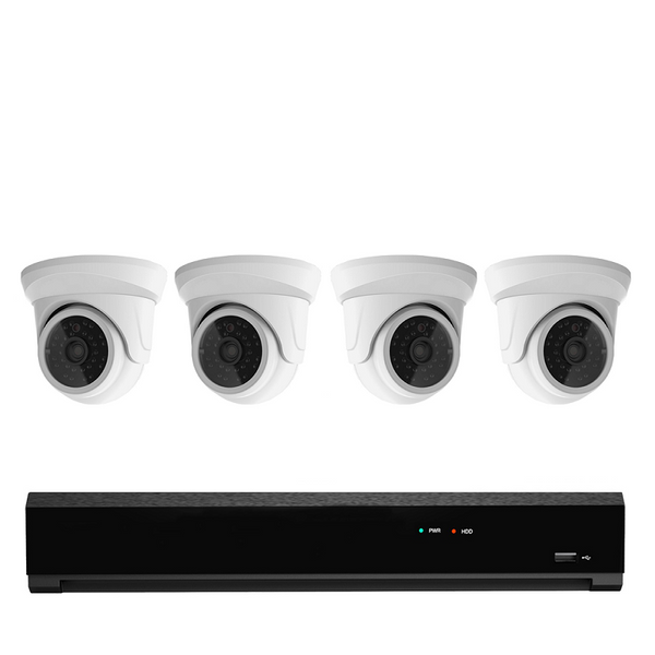 4x Professionele 4K Ultra HD IP Dome Bewakingscamera Set – POE NVR Recorder – 8 Kanaals – Nachtzicht & 1TB Opslag
