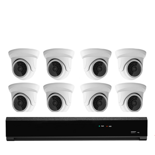 8x Professionele 4K Ultra HD IP Dome Bewakingscamera Set – POE NVR Recorder – 8 Kanaals – Nachtzicht & 1TB Opslag