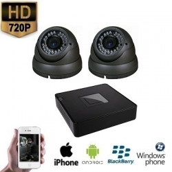 2x HD IP Dome Camera Grey Set