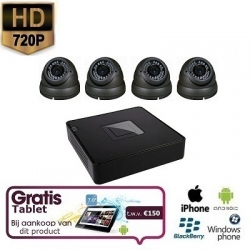 4x HD IP Dome Camera Grey Set + TABLET